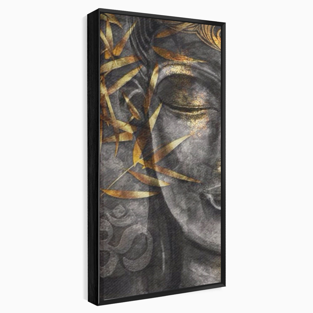 Tablou canvas cu tablou canvas cu chip de budha, in rama de aluminiu negru